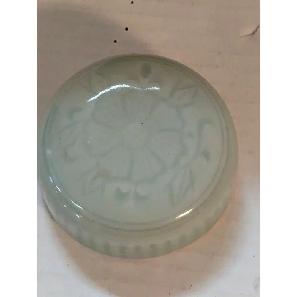 Vintage Chinese Celadon Ginger Jar Chinoiserie Pale Green Ceramic Urn Vase 6